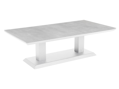Brafab Heis Loungetisch Aluminium wei&szlig;, 150x79cm, h&ouml;henverstellbar 48-68cm