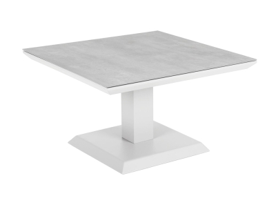 Brafab Heis Loungetisch Aluminium wei&szlig;, 79x79cm, h&ouml;henverstellbar 48-68cm