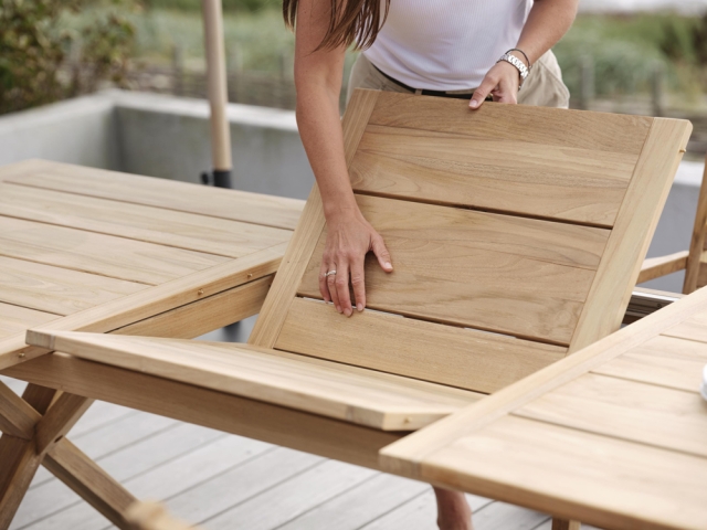 Brafab Brutus Ausziehtisch 200-265x100cm, massives Teak Natur