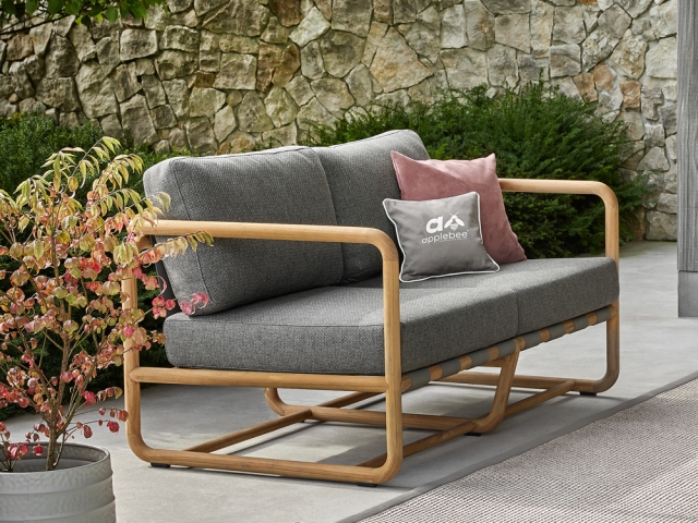 Apple Bee Dolce 2-Sitzer Teakholz Grau Loungesofa 142cm