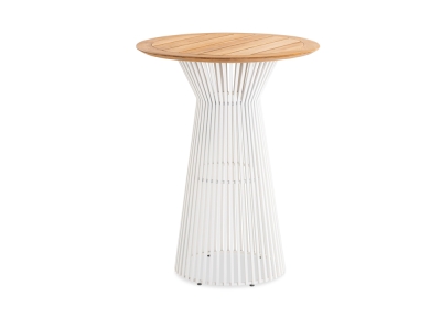 Niehoff Acore Stehtisch Aluminium Ivory rund 80cm, Tischplatte Teakholz natur Niehoff Acore Stehtisch Aluminium Ivory rund 80cm, Tischplatte Teakholz natur