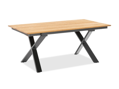 Niehoff Strato Ausziehtisch 200-300x95cm, X-Gestell Eisen anthrazit, Tischplatte Teak ge&ouml;lt