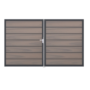 GrojaSolid Grande Premium BPC Steckzaun Doppeltor DIN Rechts Sonderbreite H:180cm BiColor co-exdrudiert-anthrazit DB703 GrojaSolid Grande Premium BPC Steckzaun Doppeltor DIN Rechts Sonderbreite H:180cm BiColor co-exdrudiert-anthrazit DB703