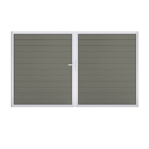 GrojaSolid BPC Steckzaun Doppeltor DIN Rechts Sonderbreite H:180cm grau EV1