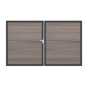 GrojaSolid BPC Steckzaun Doppeltor DIN Rechts Sonderbreite H:180cm BiColor-co-exdrudiert DB703 GrojaSolid BPC Steckzaun Doppeltor DIN Rechts Sonderbreite H:180cm BiColor-co-exdrudiert DB703