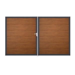 Groja BasicLine Steckzaun Doppeltor DIN Rechts Sonderbreite H:180cm Golden Oak DB703