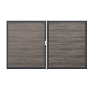 Groja BasicLine Steckzaun Doppeltor DIN Rechts Sonderbreite H:180cm Monument Oak DB703