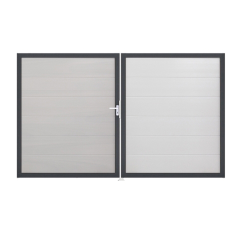 Groja BasicLine Steckzaun Doppeltor DIN Rechts Sonderbreite H:180cm weiss DB703