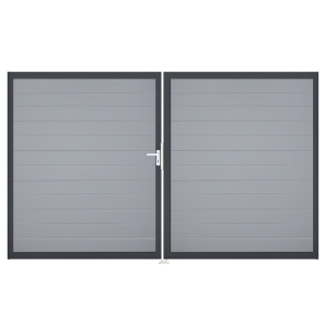 Groja BasicLine Steckzaun schmal Doppeltor DIN Rechts Sonderbreite H:180cm silbergrau DB703 Groja BasicLine Steckzaun schmal Doppeltor DIN Rechts Sonderbreite H:180cm silbergrau DB703