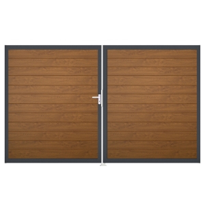 Groja BasicLine Steckzaun schmal Doppeltor DIN Rechts Sonderbreite H:180cm Golden Oak DB703 Groja BasicLine Steckzaun schmal Doppeltor DIN Rechts Sonderbreite H:180cm Golden Oak DB703