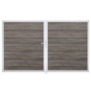 Groja BasicLine Steckzaun Premium Doppeltor DIN Rechts Sonderbreite H:180cm Monument Oak EV1