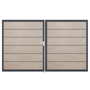 Groja BasicLine Steckzaun Premium Doppeltor DIN Rechts Sonderbreite H:180cm Sheffield Oak DB703