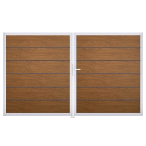 Groja BasicLine Steckzaun Premium DIN Links Doppeltor Sonderbreite H:180cm Golden Oak EV1 Groja BasicLine Steckzaun Premium DIN Links Doppeltor Sonderbreite H:180cm Golden Oak EV1