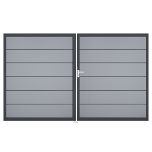 Groja BasicLine Steckzaun Premium Doppeltor DIN Links Sonderbreite H:180cm silbergrau DB703 Groja BasicLine Steckzaun Premium Doppeltor DIN Links Sonderbreite H:180cm silbergrau DB703