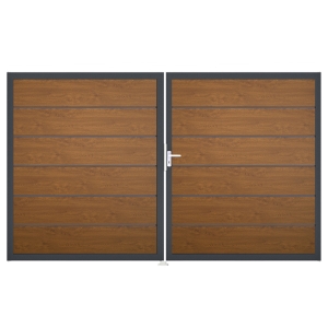 Groja BasicLine Steckzaun Premium Doppeltor DIN Links Sonderbreite H:180cm Golden Oak DB703 Groja BasicLine Steckzaun Premium Doppeltor DIN Links Sonderbreite H:180cm Golden Oak DB703