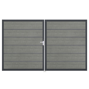 Groja BasicLine Steckzaun Premium Doppeltor DIN Links Sonderbreite H:180cm Grey Ash Cut DB703 Groja BasicLine Steckzaun Premium Doppeltor DIN Links Sonderbreite H:180cm Grey Ash Cut DB703