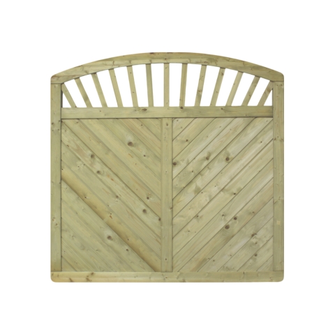 Massivzaun Venetien 180x180-160cm Rundbogen mit Sprossen aus Fichte kdi gr�n