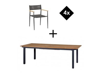 Zebra Ant-Hudson Essgruppe - Ausziehtisch 230-315x100cm aus Teakholz