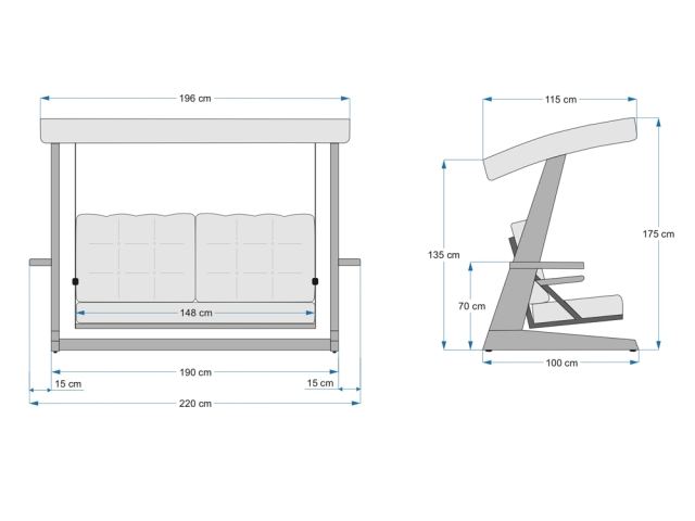 Pemode Hollywoodschaukel Viva 2200 Beige