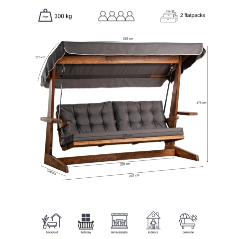 Pemode Hollywoodschaukel Viva 2400 Anthrazit