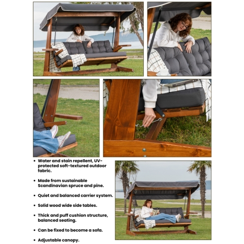 Pemode Hollywoodschaukel Viva 2400 Anthrazit