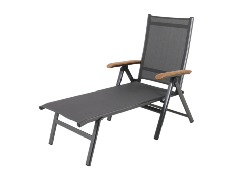 MWH Reno Klappliege Eisengrau, Armlehnen Teak, R�ckenlehne verstellbar