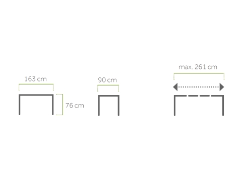 MWH Universal Ausziehtisch Eisengrau 163-261 x 90cm