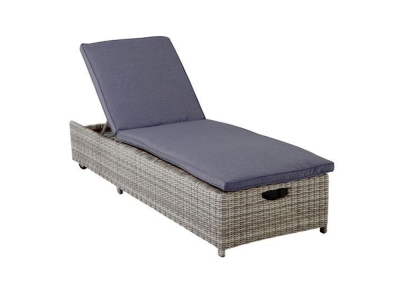 MWH Verando Liege Geflecht beige inkl. Polster grau meliert, R&uuml;ckenlehne verstellbar