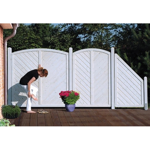 Sichtschutzzaun Lyon Fichte farbbehandelt Grauwei� 180-180-165cm mit Rankgitter