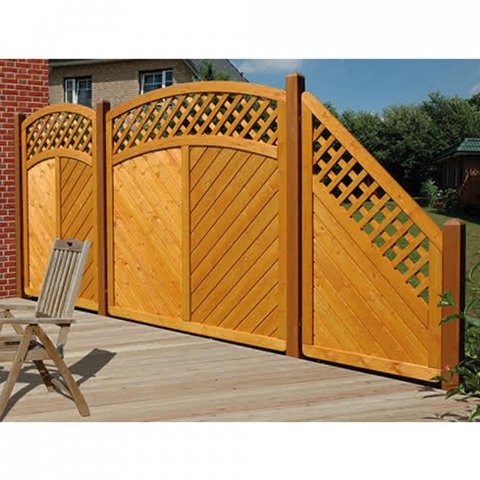 Sichtschutzzaun Lyon Fichte farbbehandelt Pinie 90-165-80cm mit Rankgitter