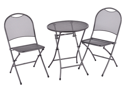 MWH Cafe Latte 3-teiliges Bistro Set Iron Grey, klappbar