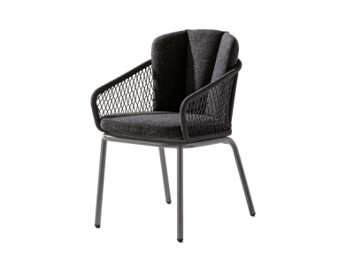 Sieger Gomera Dining Sessel Grau mit Rope Bespannung mit Sitzkissen Sieger Gomera Dining Sessel Grau mit Rope Bespannung mit Sitzkissen