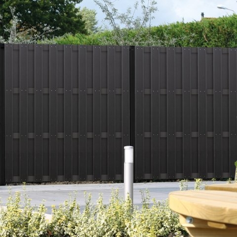 Elephant Basic Sichtschutz WPC, Anthrazit-Anthrazit 90x180cm schr�g