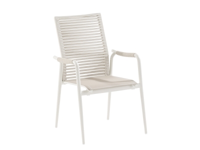Niehoff Silla Hochlehner Kordel beige, Gestell Aluminium ivory, stapelbar