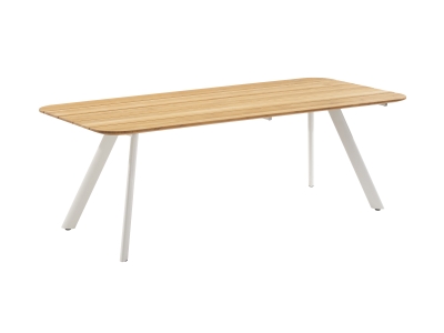 Niehoff Muro Tisch Stativprofil Ivory, Tischplatte 200x95cm Teak ge&ouml;lt