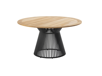 Niehoff Acore Gartentisch Anthrazit rund 140cm, Gestell Aluminium, Tischplatte Teakholz