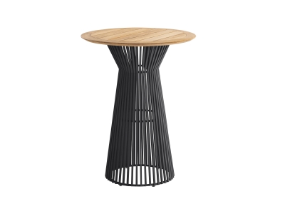 Niehoff Acore Stehtisch Aluminium Anthrazit rund 80cm, Tischplatte Teak natur