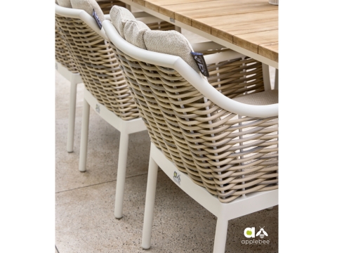 Apple Bee Milou Dining-Set 1 Oyster Tisch 240x100cm mit 6 Sesseln