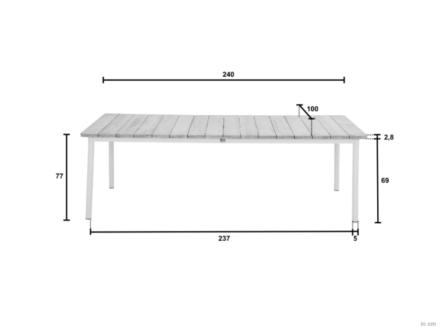 Apple Bee Milou Dining-Set 1 Oyster Tisch 240x100cm mit 6 Sesseln