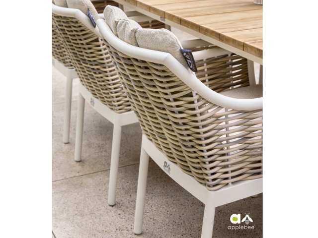 Apple Bee Milou Dining-Set 1 Oyster Tisch 240x100cm mit 6 Sesseln