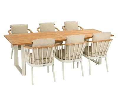 Apple Bee Condor Dining-Set 2 Oyster Tisch 240x95cm mit 6 Sesseln