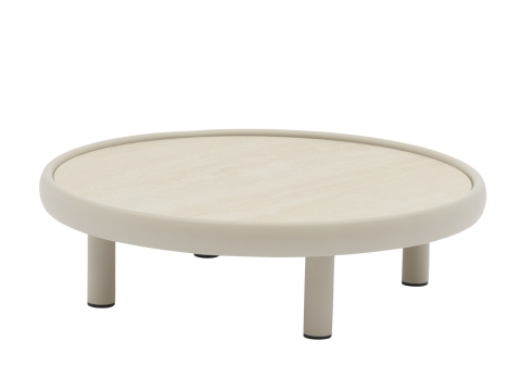 Zebra Wave Kaffeetisch 80cm rund Aluminium light taupe