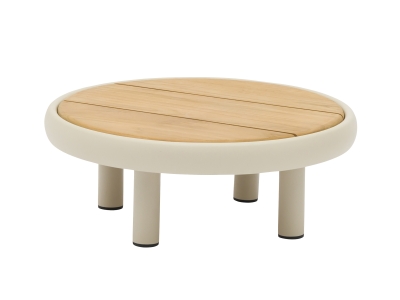 Zebra Wave Kaffeetisch Teak 60cm rund Aluminium light taupe