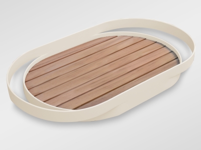 Zebra Give Tablett Aluminium light taupe 56,6x32cm Boden Teak Zebra Give Tablett Aluminium light taupe 56,6x32cm Boden Teak