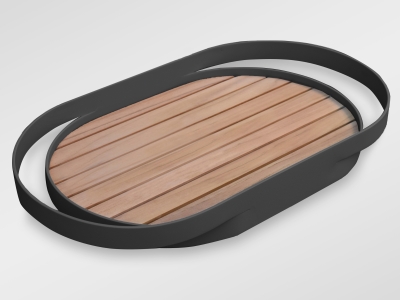 Zebra Give Tablett graphite 56,6x32cm Aluminium graphite mit Teakboden Zebra Give Tablett graphite 56,6x32cm Aluminium graphite mit Teakboden