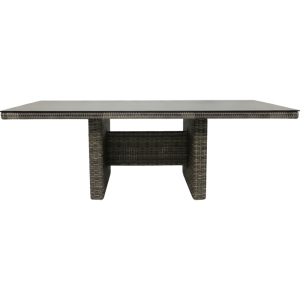 Plo&szlig; Sahara Diningtisch 220x100cm Geflecht-Glas Beige-Grau-Meliert-Light Grey