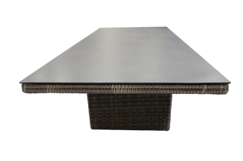 Plo� Sahara Diningtisch 220x100cm Geflecht-Glas Beige-Grau-Meliert-Light Grey