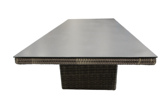 Plo� Sahara Diningtisch 220x100cm Geflecht-Glas Beige-Grau-Meliert-Light Grey