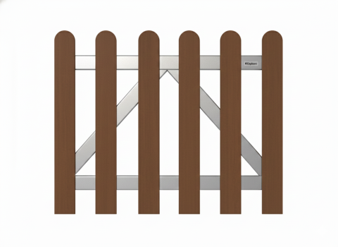 Elephant Classic-Gartentor braun WPC abgerundet 100x100cm inkl. Torbeschlag