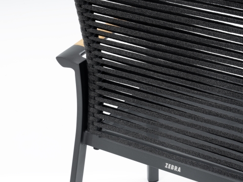Zebra Fly Rope Stapelsessel graphite, Armlehnen Teak